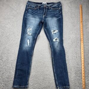 BKE Payton Mid-Rise Skinny Jeans Distressed Denim Blue Women's Size 33x31.5